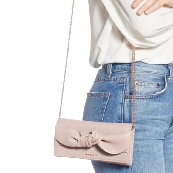 NWOT Ted Baker-CIMMY- Knotted Crossbody Matinee Leather Wallet-Pink - Picture 12 of 12